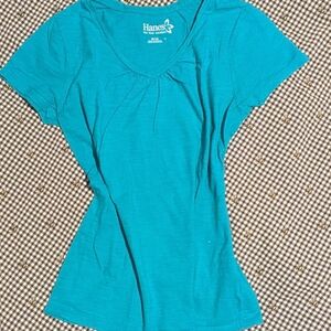 Hanes Women's Teal Short Sleeve Tee